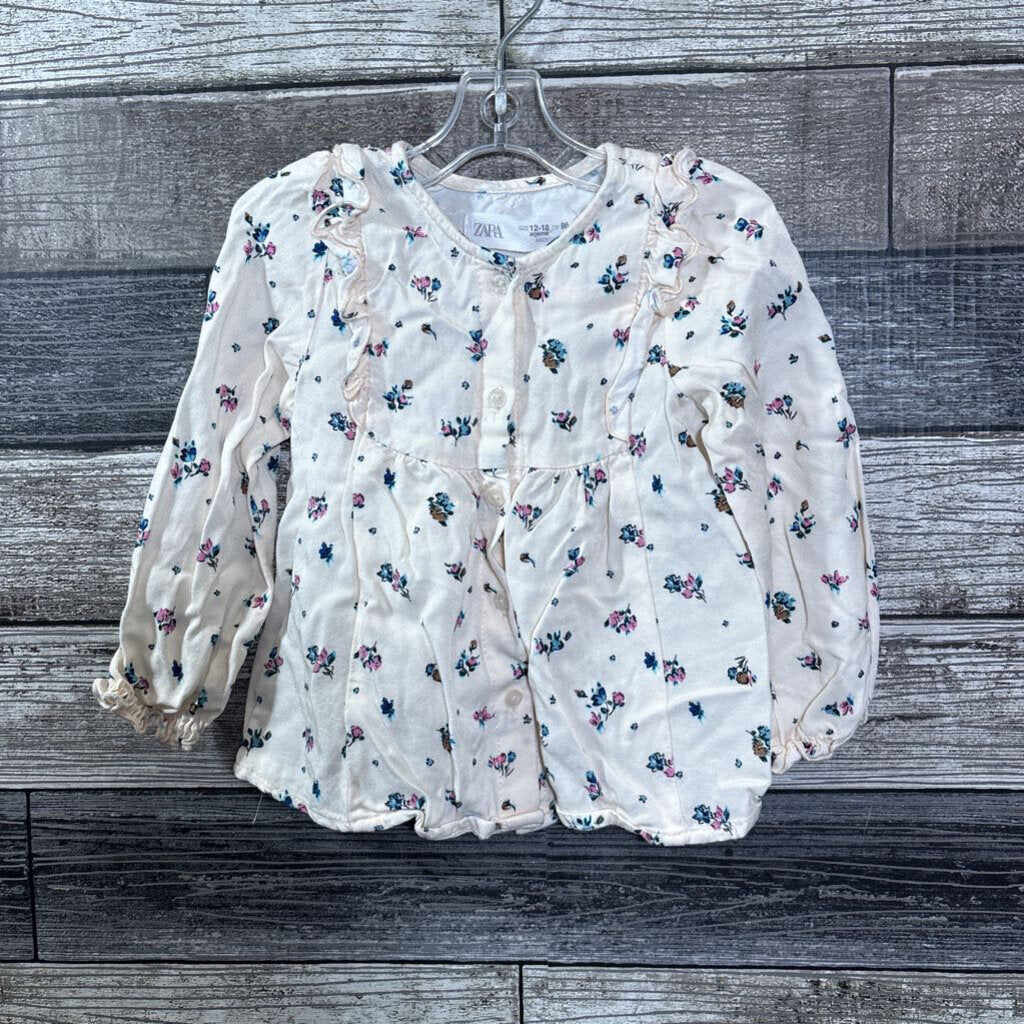 ZARA LS FLORAL BLOUSE 12-18 MO