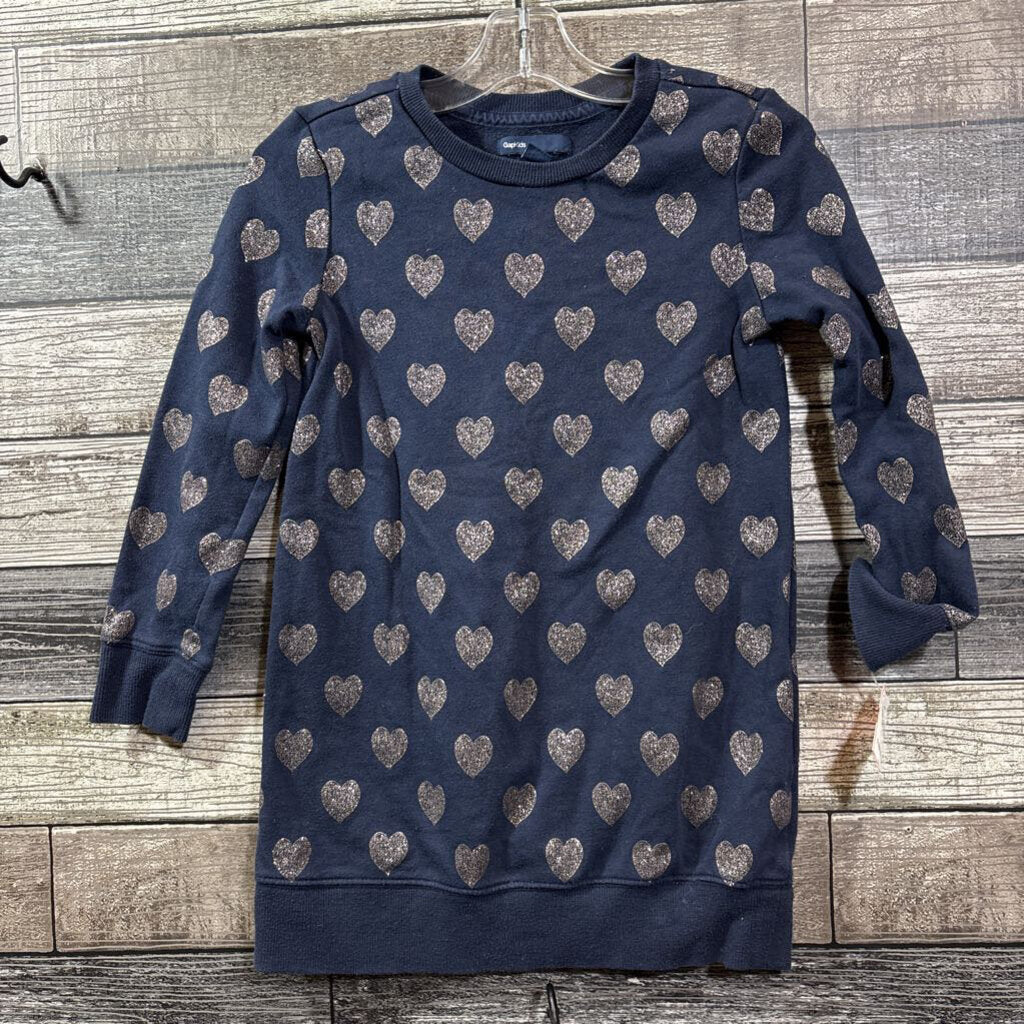 GAP LS HEART SWEATSHIRT DRESS 6/7