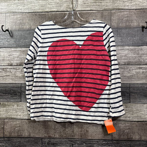 CREWCUTS LS STRIPED HEART T-SHIRT 8-9