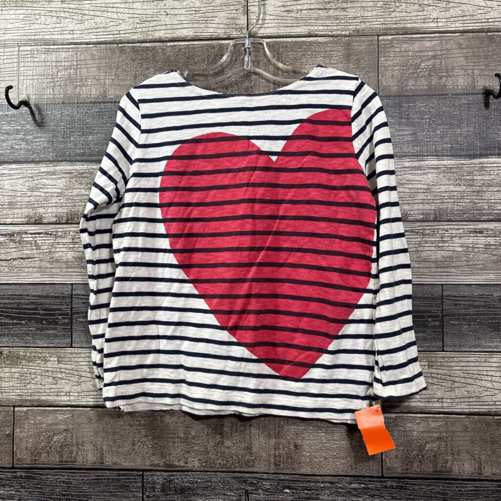 CREWCUTS LS STRIPED HEART T-SHIRT 8-9