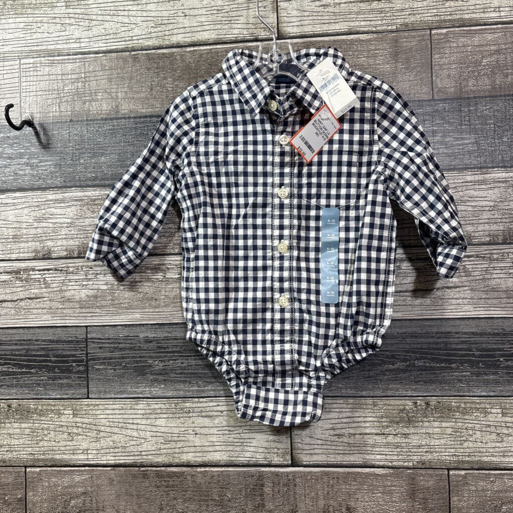 NWT GAP LS BUTTON DOWN BODSYUIT 6-12 MO