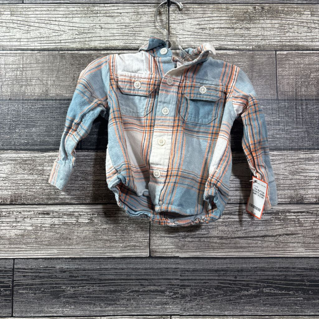 TEA BUTTON DOWN FLANNEL SHIRT 9-12 MO