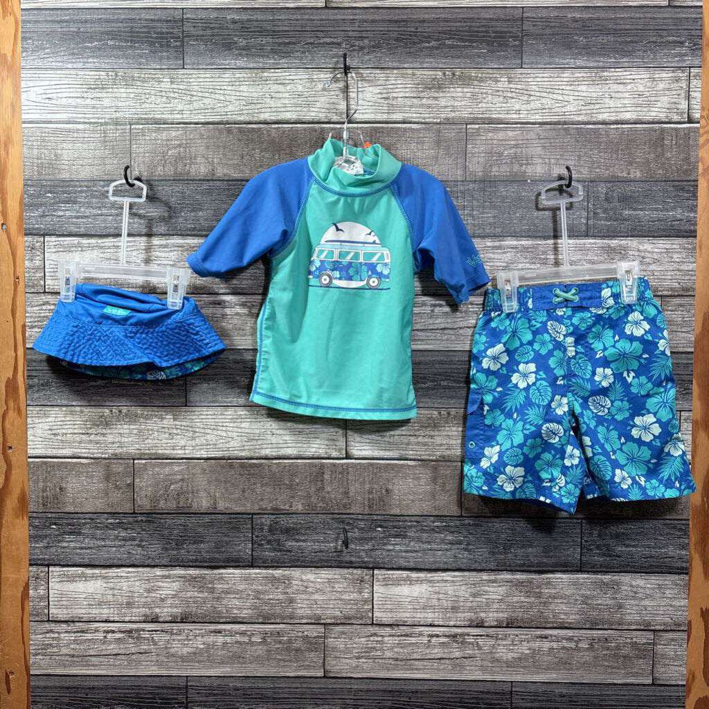 UV SKINZ UPF 50+ 3PC SWIM TRUNKS + LS RASH GUARD + HAT 5
