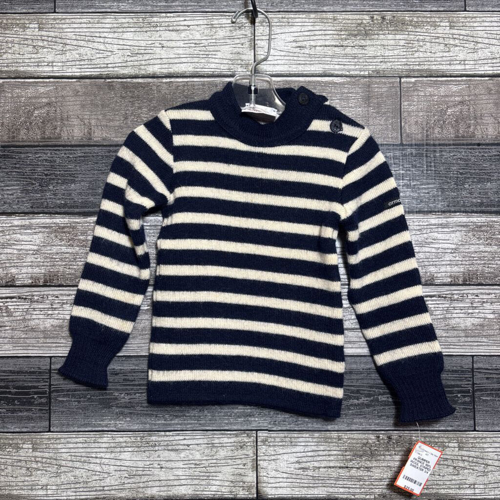 QUIMPER FRANCE 100% WOOL STRIPED SWEATER 3/4