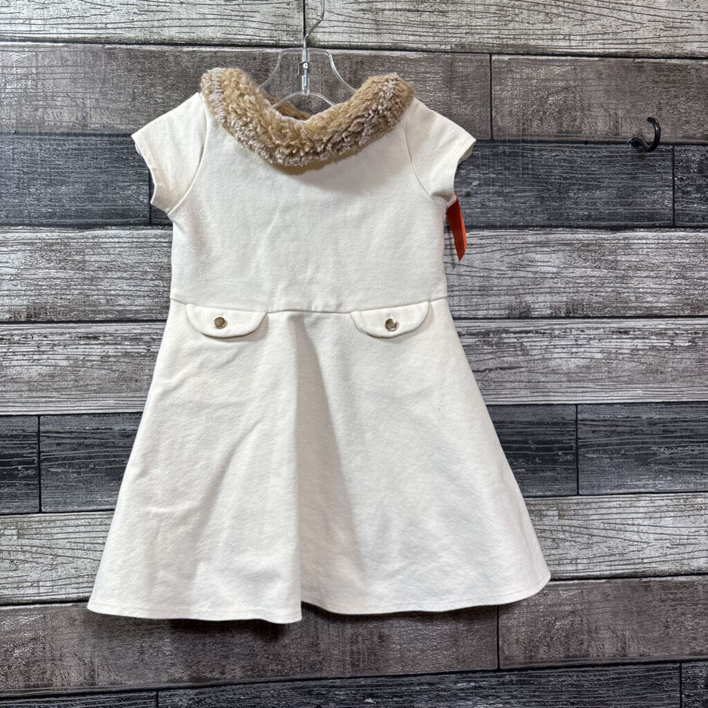 HOPE & HENRY FAUX FUR COLLARED SS DRESS 18-24 MO