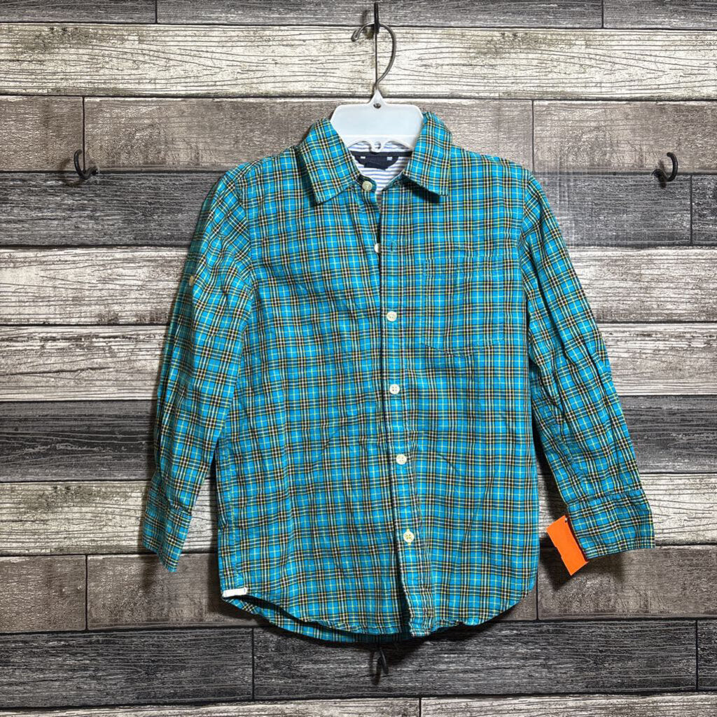 GAP PLAID LS BUTTON DOWN SHIRT 6/7