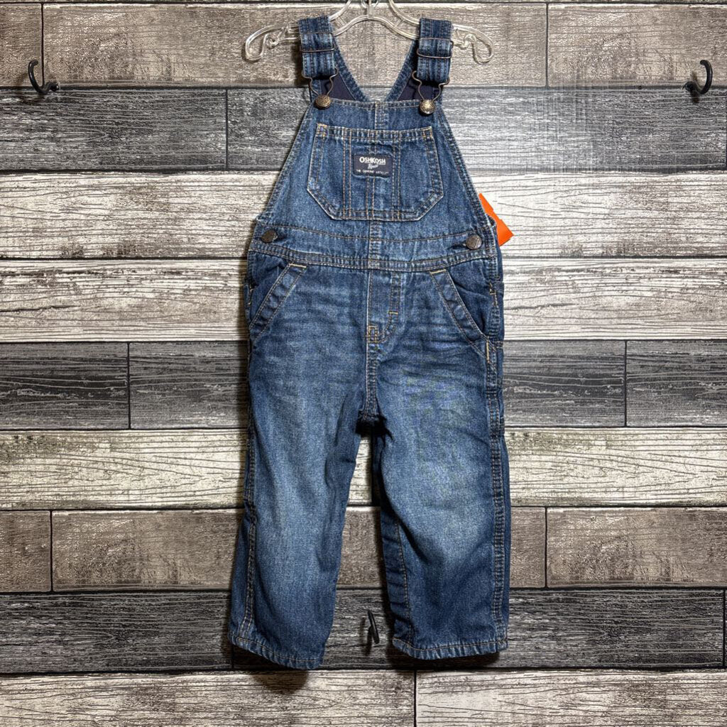 OSHKOSH FLEECE LINED DENIM OVERALLS 12 MO
