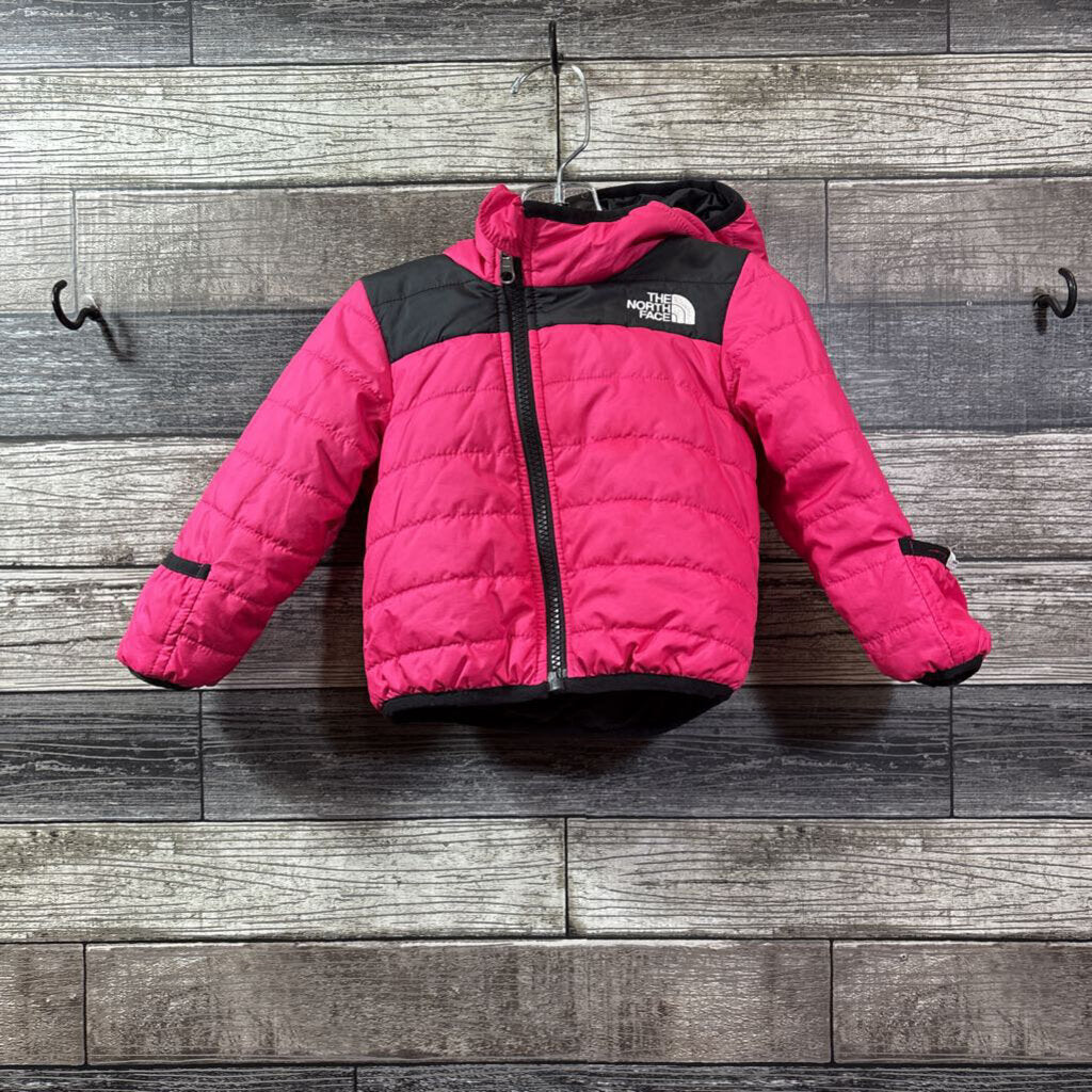 NORTH FACE REVERSIBLE HOODED PUFFER JACKET 6-12 MO
