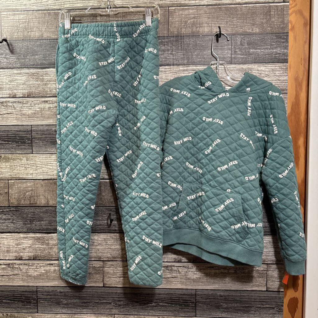 COTTON ON KIDS 2PC STAY WILD HOODED SWEATSHIRT + JOGGERS 9/10