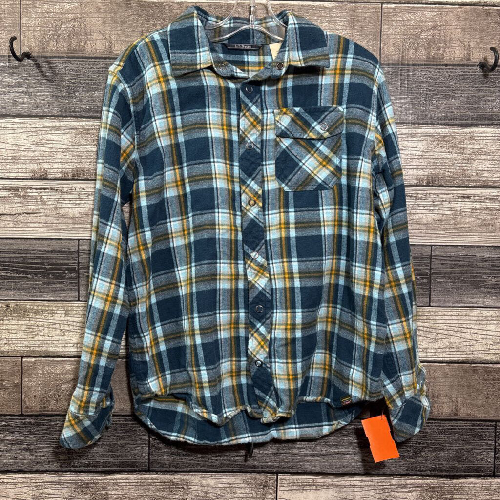 L.L. BEAN LS FLANNEL PLAID SNAP SHIRT 10/12