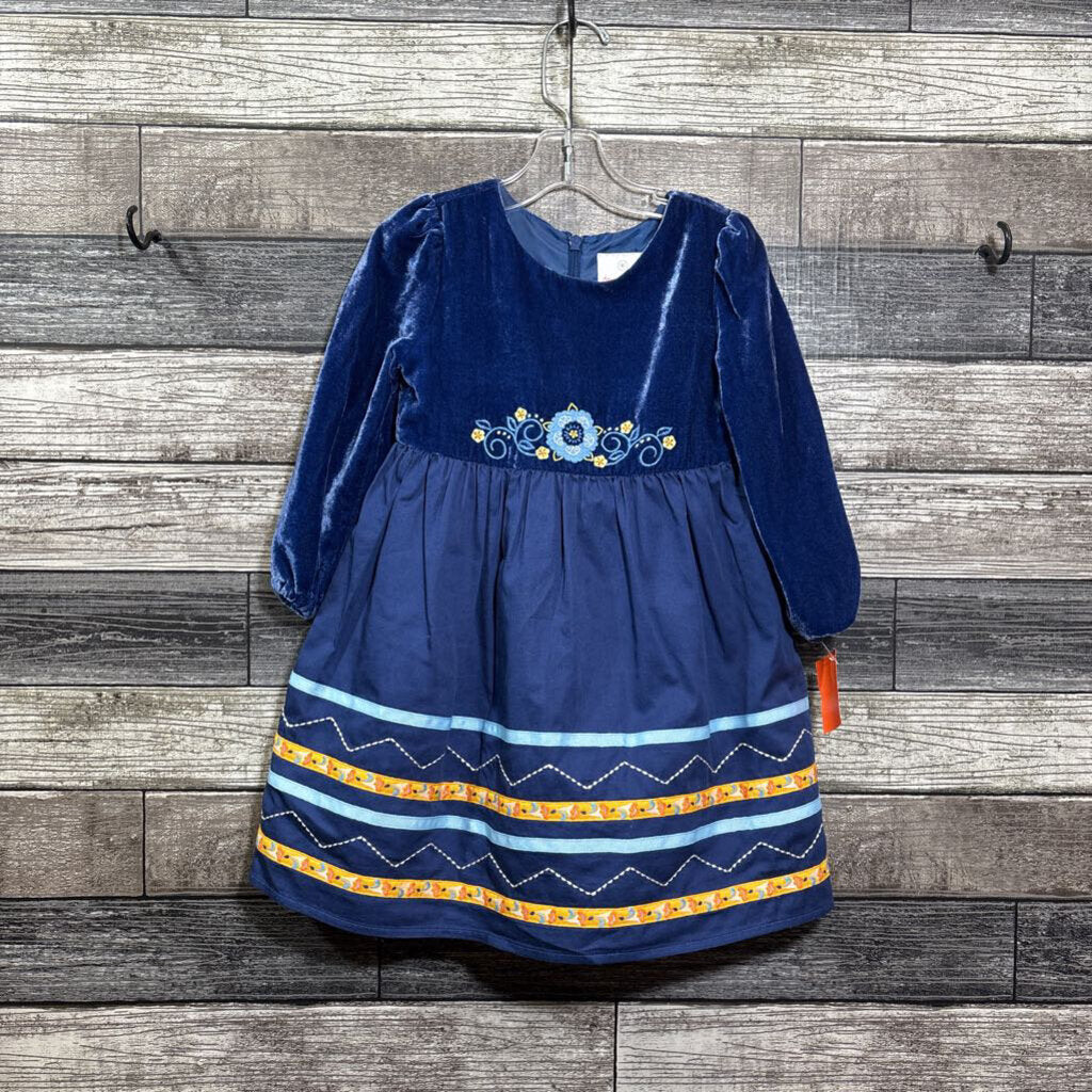 HANNA LS VELVET WOVEN COTTON SKIRT LINED DRESS 90 / 3