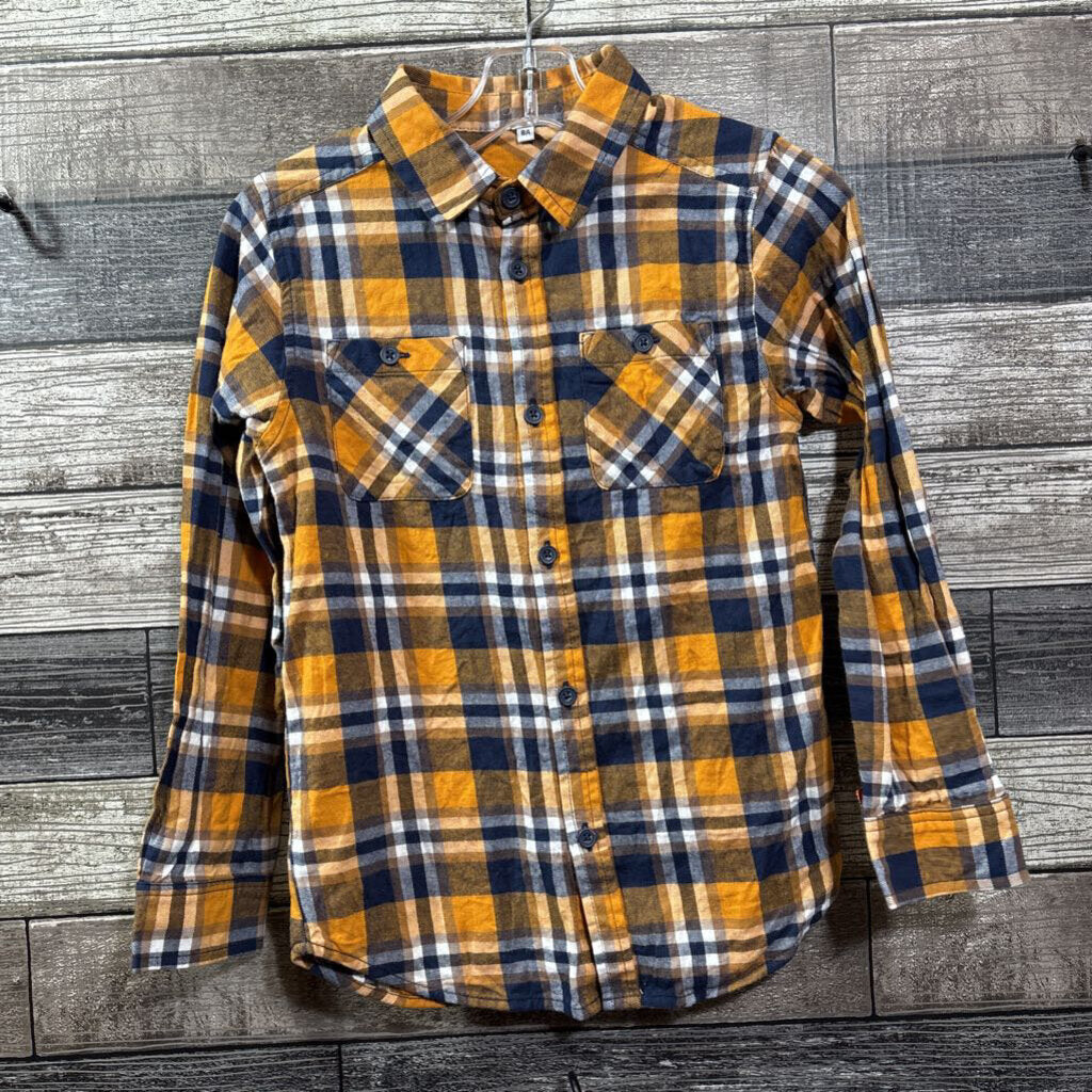 WOVEN COTTON PLAID BUTTON DOWN SHIRT 8