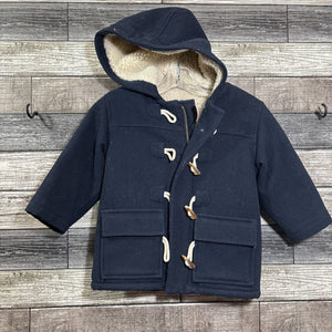 GAP HOODED SHERPA LINED WOOL FULL ZIP TOGGLE COAT 3