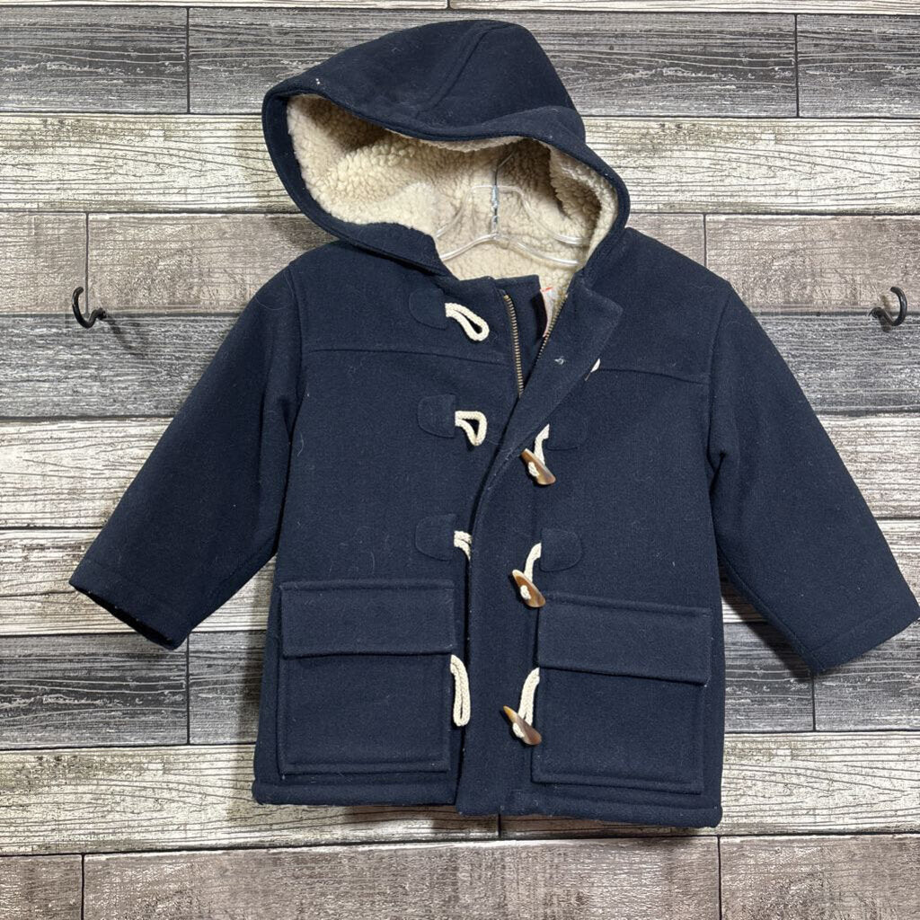 GAP HOODED SHERPA LINED WOOL FULL ZIP TOGGLE COAT 3