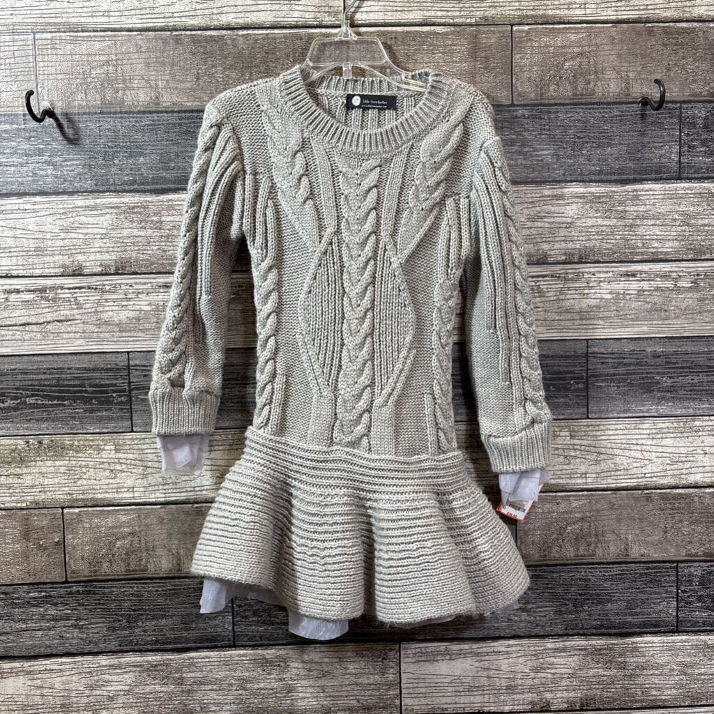 LITTLE TRENDSETTER TULLE TRIM SWEATER DRESS 5/6