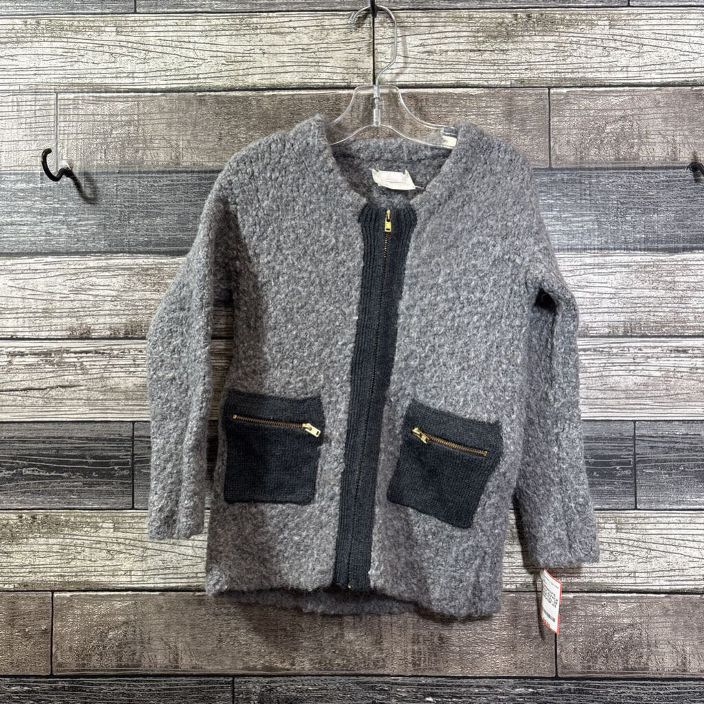 CREWCUTS WOOL ALPACA BLEND FULL ZIP SWEATER 4/5