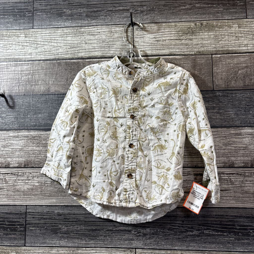 PRIMARK LS BAN COLLAR DINOSAUR SHIRT 12-18 MO