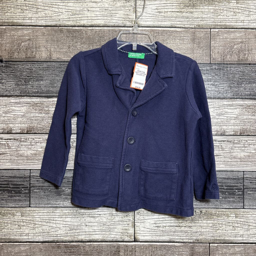 BENETTON NAVY COTTON BLAZER 2/3
