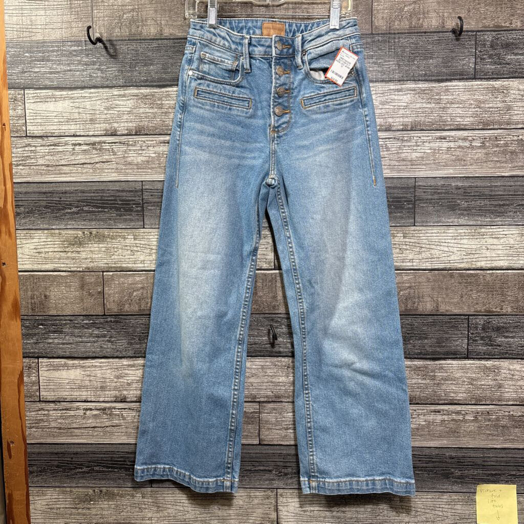 DRIFTWOOD BUTTON FLY WIDE LEG JEANS 12
