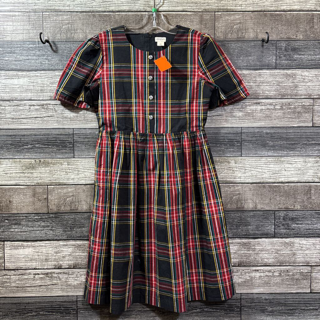 CREWCUTS SS PLAID LINED DRESS 10
