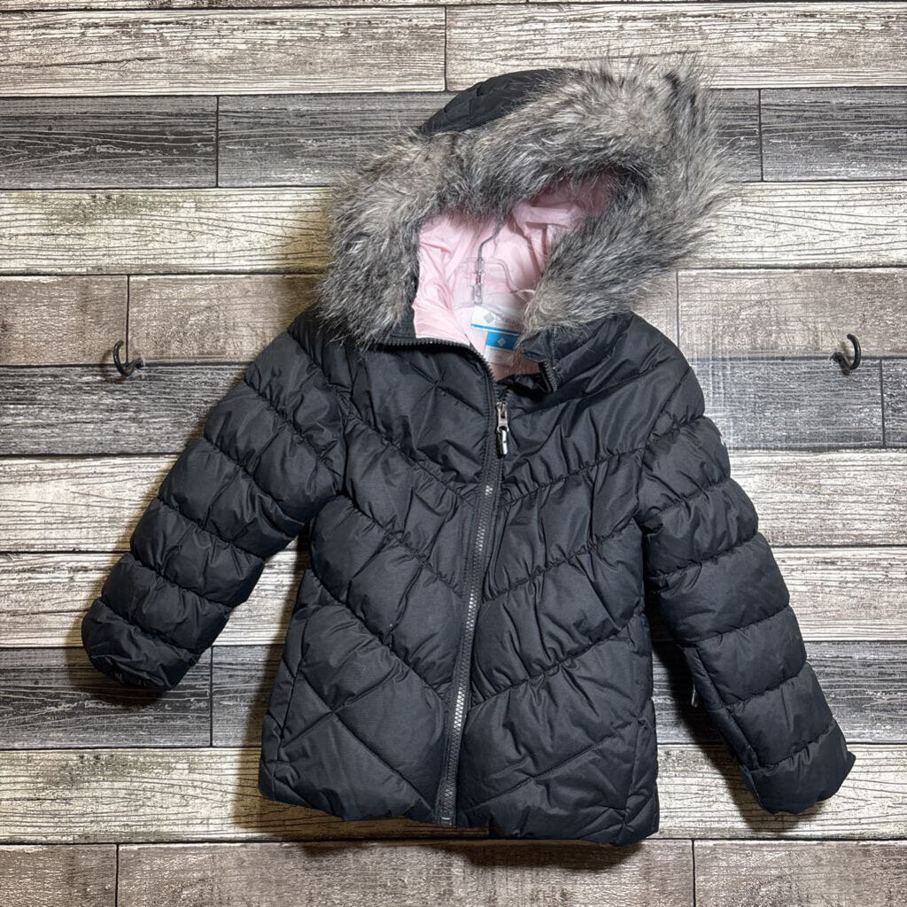 COLUMBIA PUFFER COAT IWTH REMOVEABLE FAUX FUR HOOD 4/5