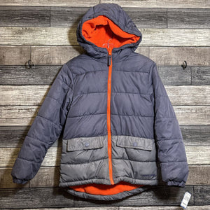 LANDS END REVERSIBLE FLEECE PUFFER HOODED COAT 8
