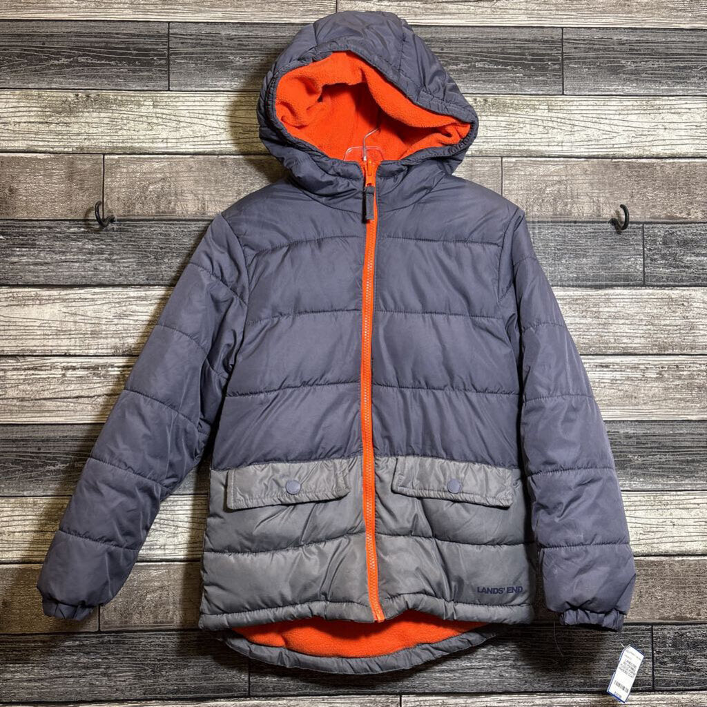 LANDS END REVERSIBLE FLEECE PUFFER HOODED COAT 8