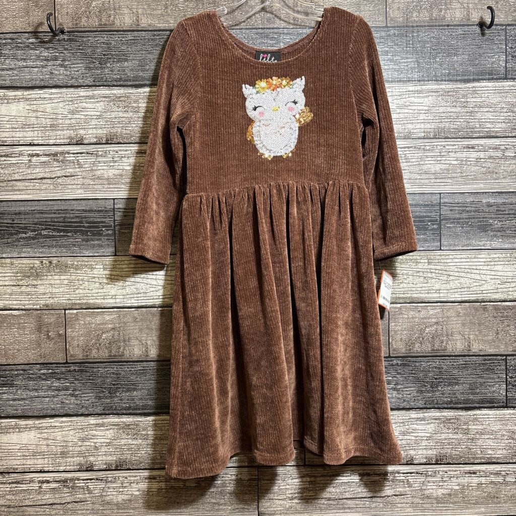 LILT LS SEQUIN OWL VELOUR DRESS 6