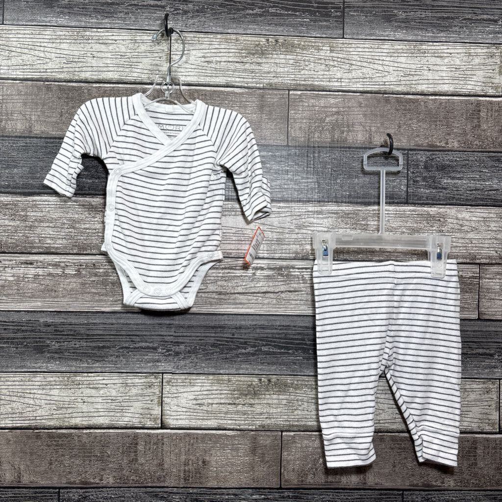 MORI 2PC ORGANIC KIMONO BODYSUIT + LEGGING 0-3 MO