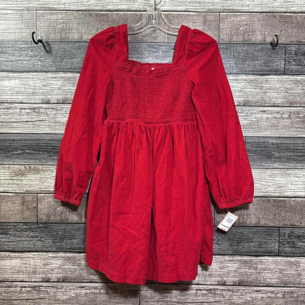 GAP RED SMOCKED CORDUROY DRESS 8
