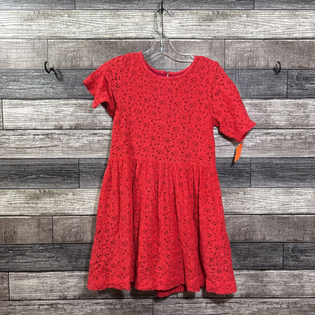 PEEK RED LACE OVERLAY SS DRESS 8