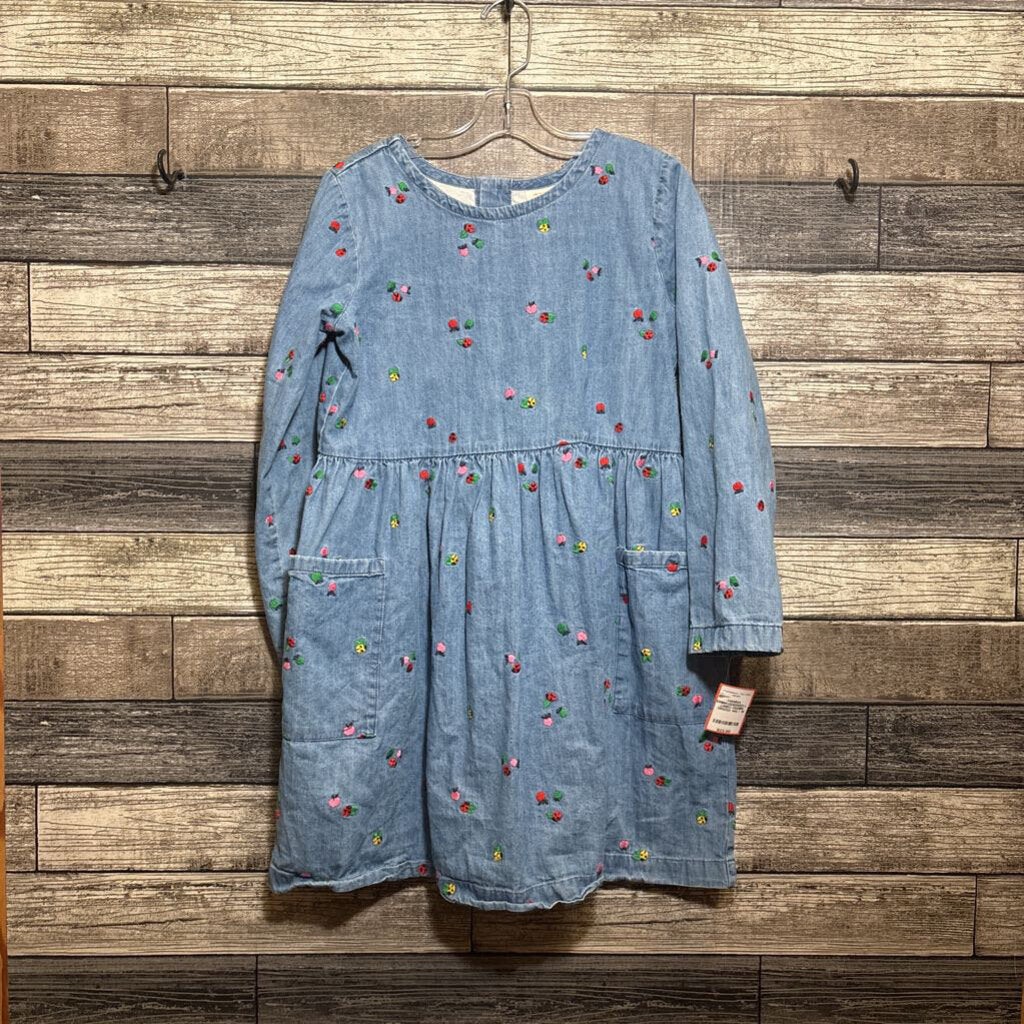 HANNA EMBROIDERED LS LINED DENIM DRESS 140 / 10