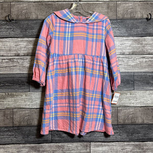 MINI RODINI LS FLANNEL CHECK SAILOR DRESS 4/5