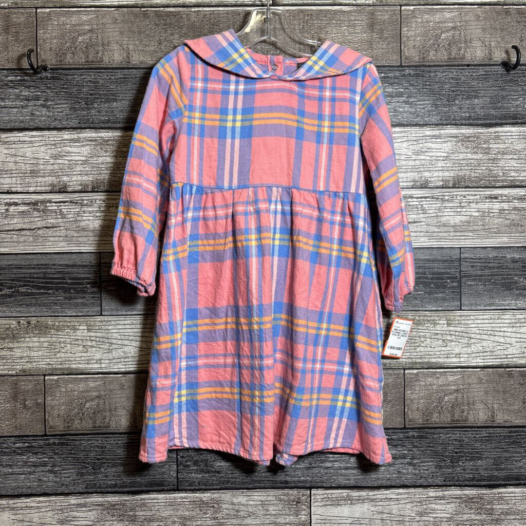 MINI RODINI LS FLANNEL CHECK SAILOR DRESS 4/5