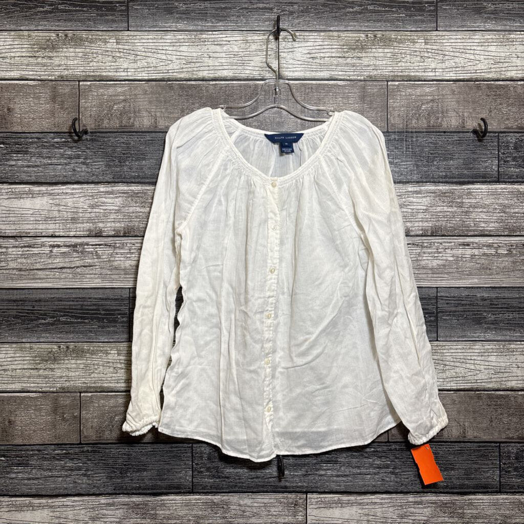 RALPH LAUREN LS BUTTON DOWN WHITE TOP 10