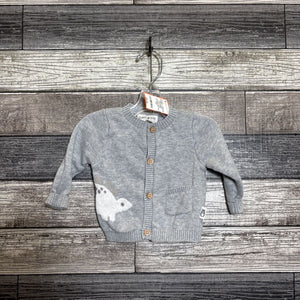 RABBIT + BEAR ORGANIC COTTON CARDIGAN 3-6 MO