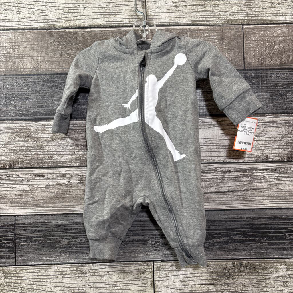 NIKE JORDAN BULL ZIP HOODED ROMPER 0-3 MO