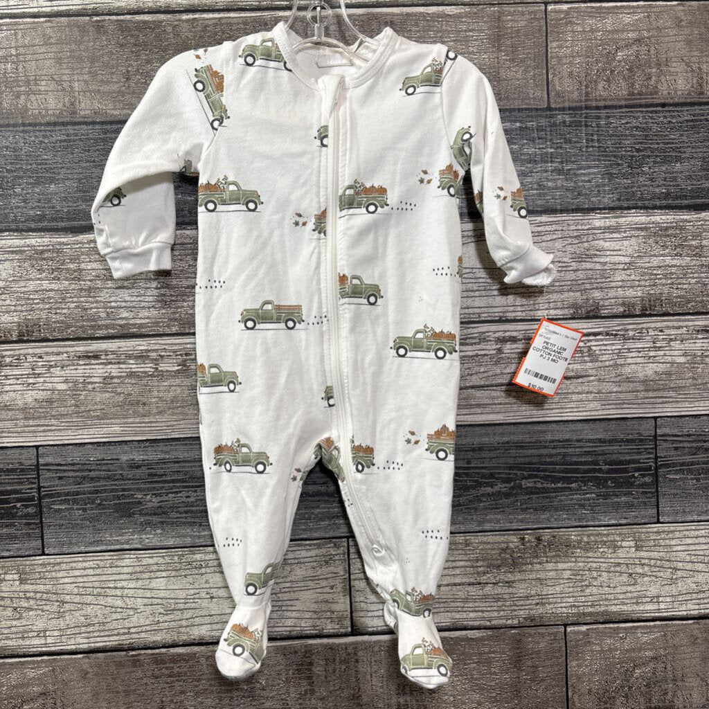 PETIT LEM ORGANIC COTTON FOOTIE PJ 3 MO