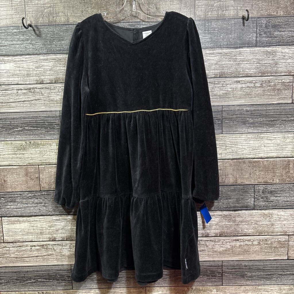 POLARN O PYRET LS BLACK VELVET TIERED DRESS 10/12