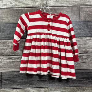 HANNA LS COTTON RED & WHITE STRIPED DRESS 60 / 3-6 MO