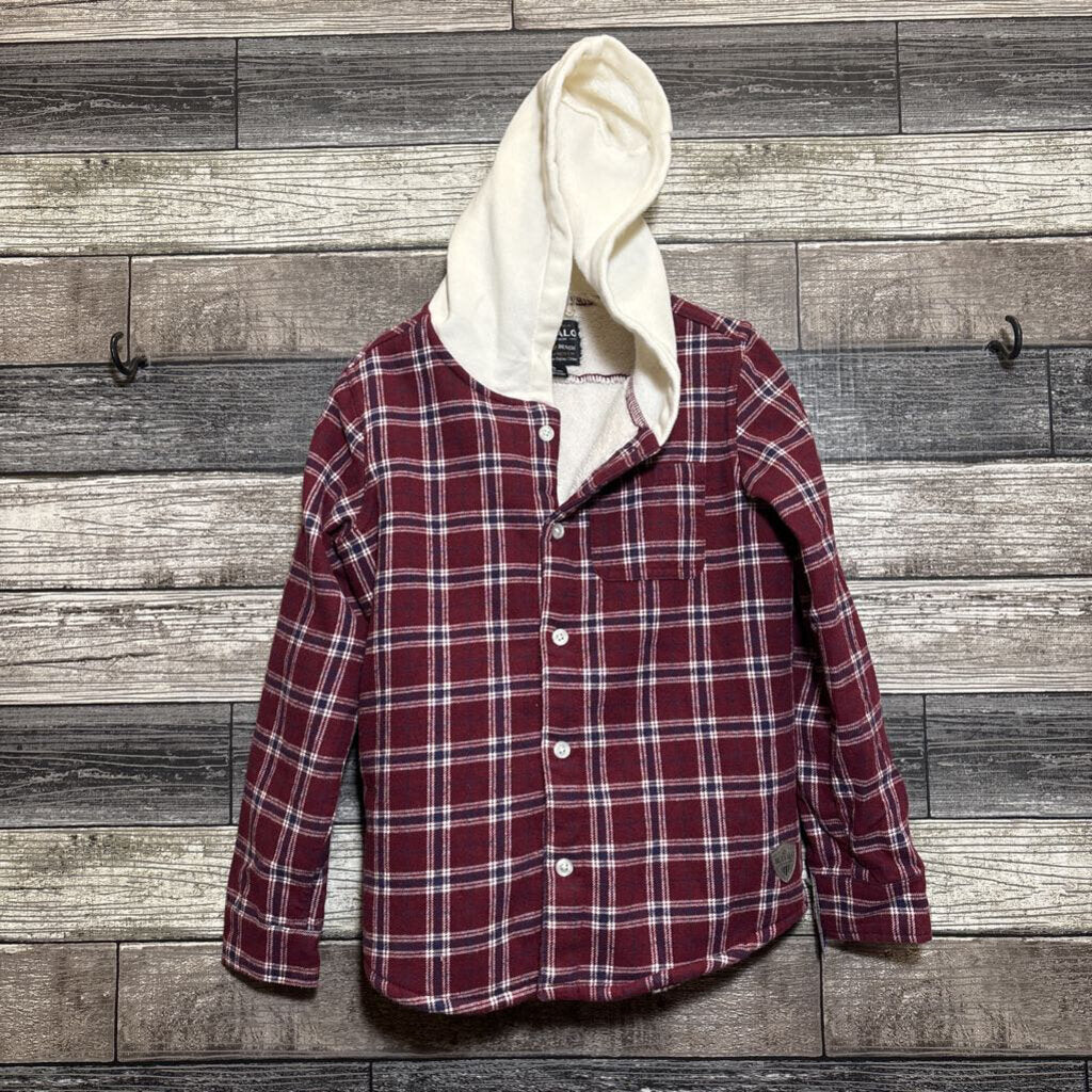 BUFFALO SHERPA LINED BUTTON DOWN FLANNEL SHIRT WITH KNIT HOOD 6