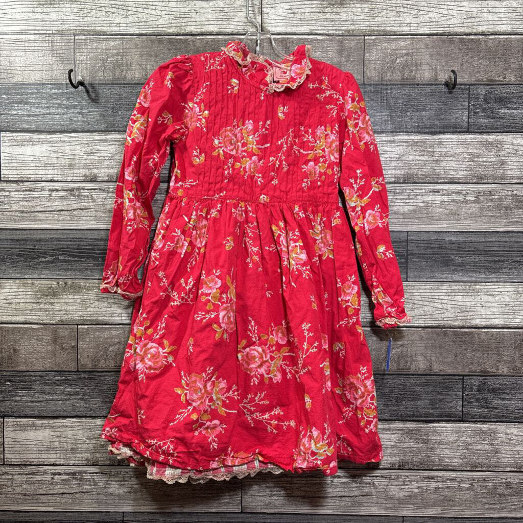 ROOM SEVEN LS FLORAL COLLARED PLEATED LINED DRESS 8