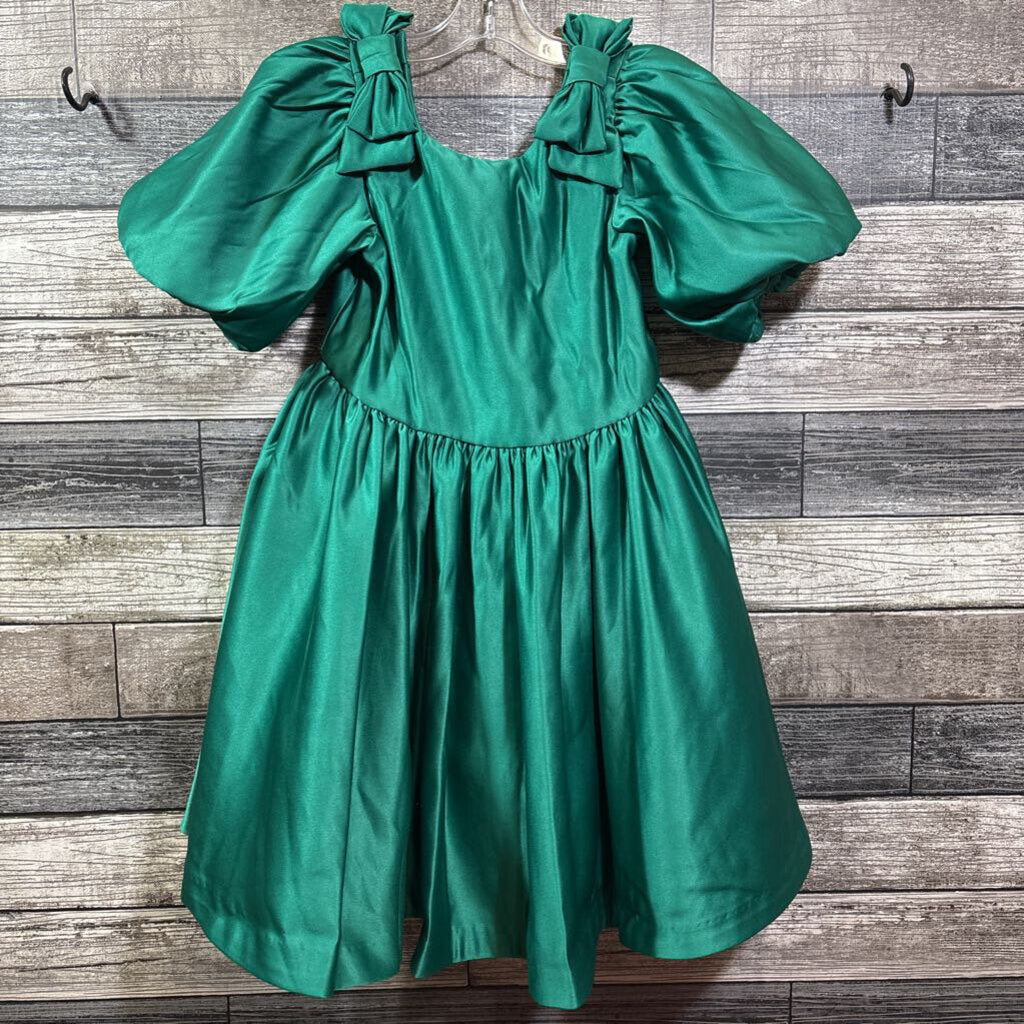 JANIE & JACK FAIRY GREEN SATIN HOLIDAY DRESS 8
