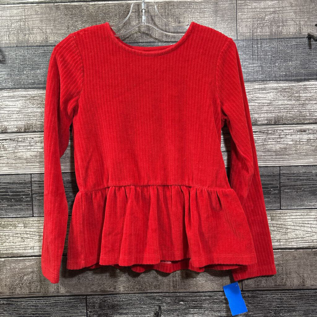 HANNA LS RIBBED VELOUR RUFFLE TRIM SHIRT 130 / 8