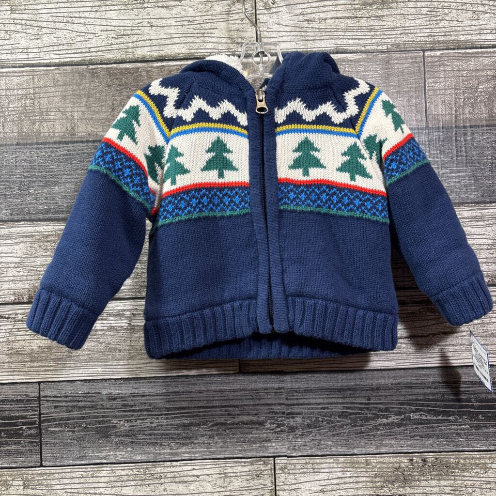 HANNA SHERPA LINED FULL ZIP HOODED SWEATER JACKET 70 / 6-12 MO