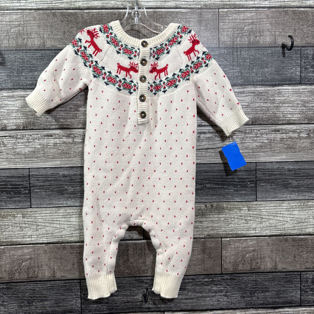 HANNA HOLIDAY KNITTED COTTON SWEATER ROMPER 70 / 6-12 MO
