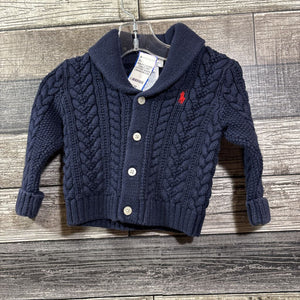 RALPH LAUREN CABLE KNIT COTTON SHAWL CARDIGAN 9 MO