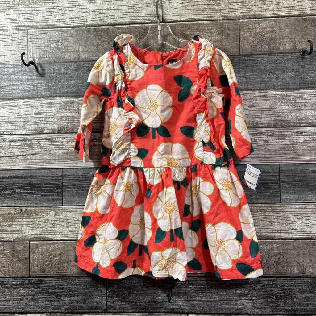 TEA LS RUFFLE WOVEN COTTON FLORAL DRESS 4