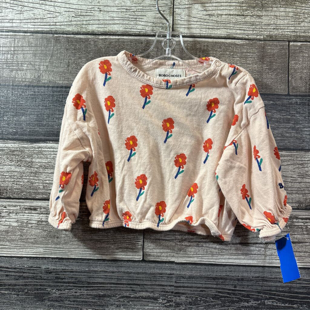BOBO CHOSES LS FLORAL SHIRT 3-6 MO