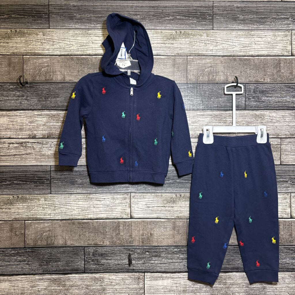 NWT RALPH LAUREN 2PC FULL ZIP HOODIE + JOGGERS 18 MO